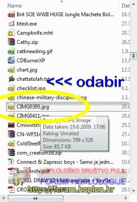 Kad odaberet sliku, kliknite gumb otvori (open)